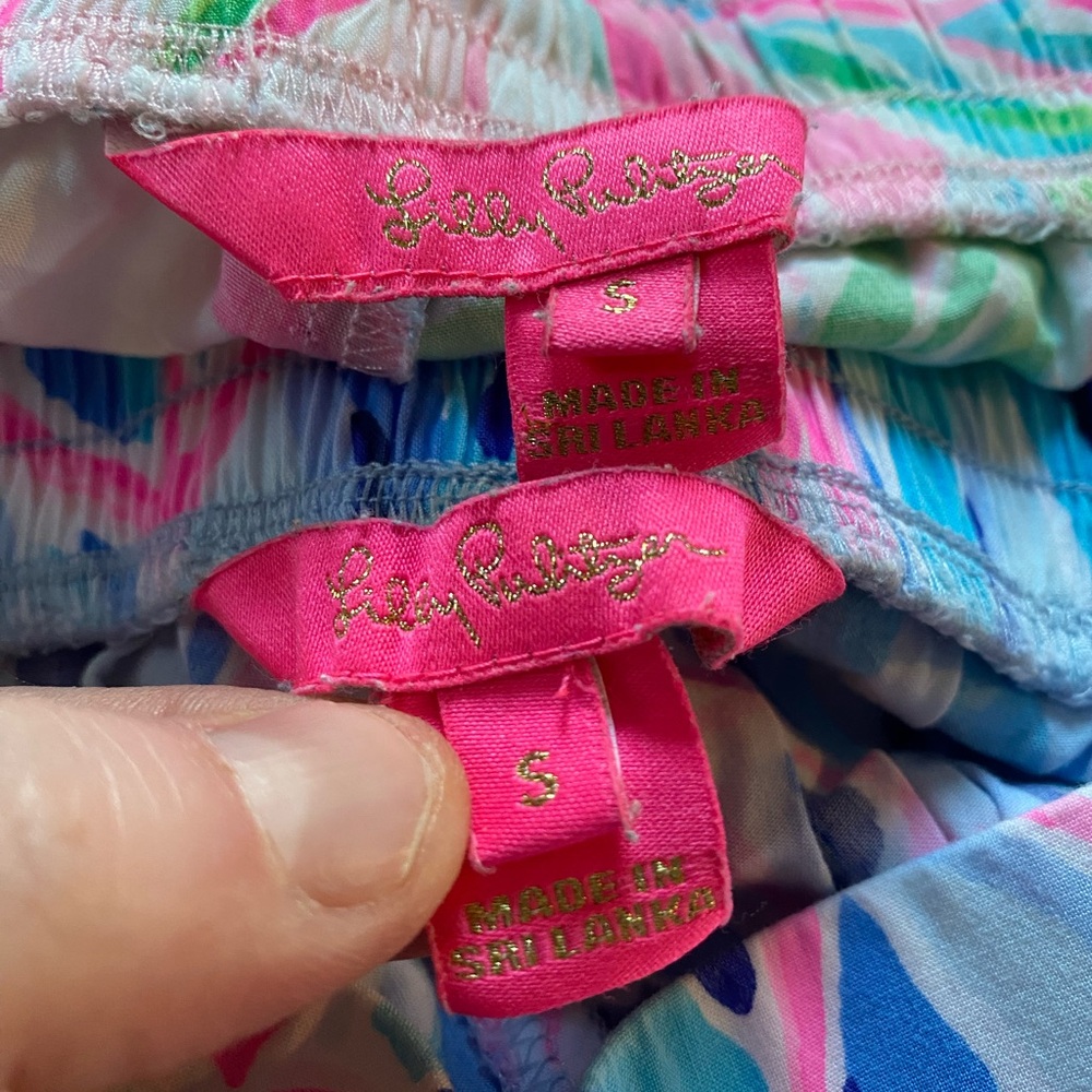 Lilly Pulitzer Floral Pull On Shorts Womens Small Blue Pink All Over Print AOP - Picture 6 of 14